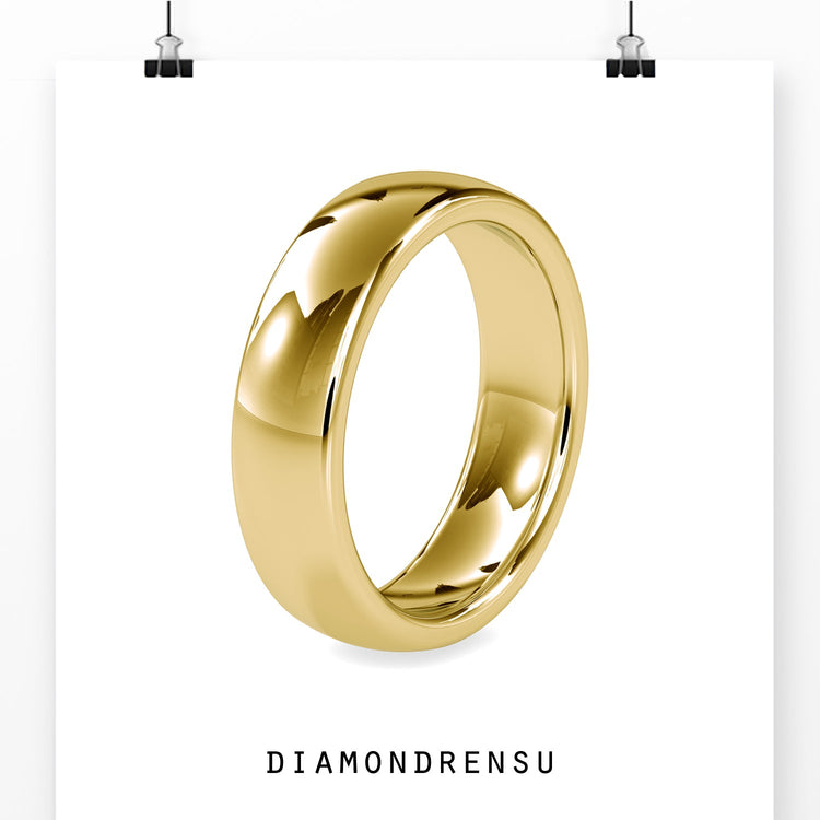 Rose gold wedding band with handmade polish for men.
