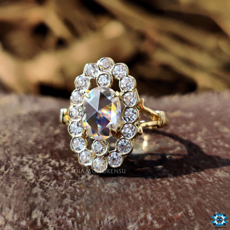 Vintage engagement ring with rose cut stone.
