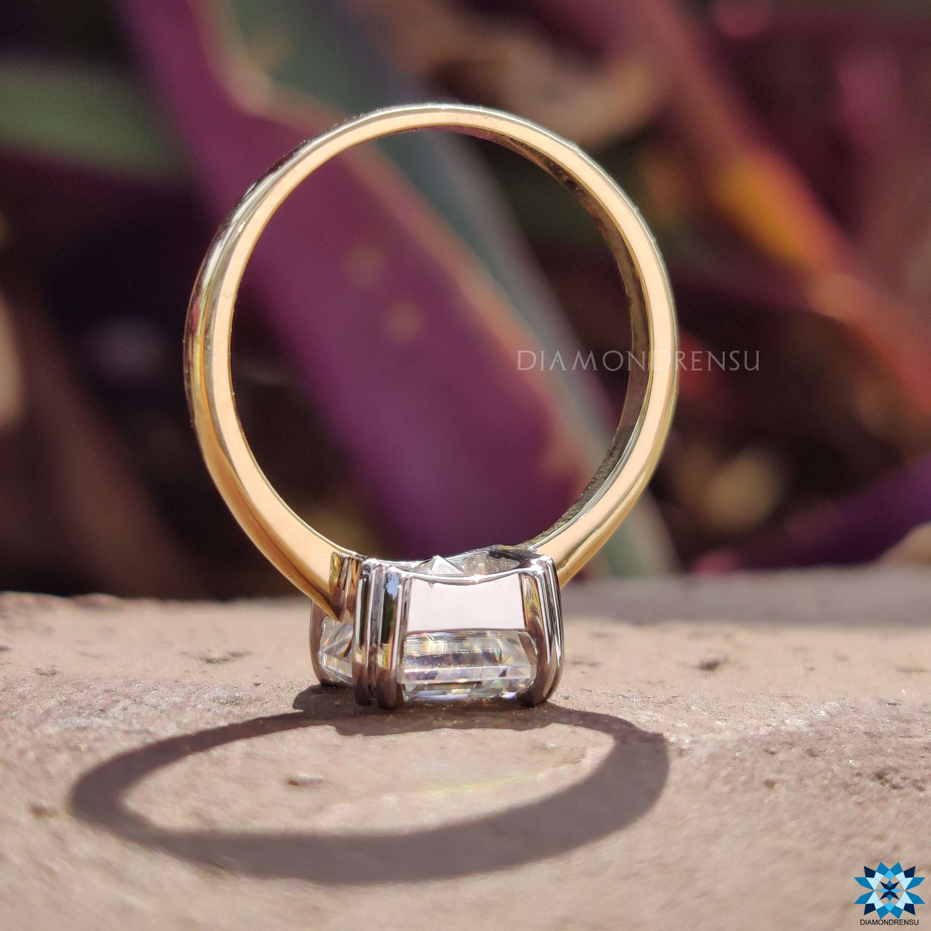 Asscher Cut Ring Two Tone moissanite ring.