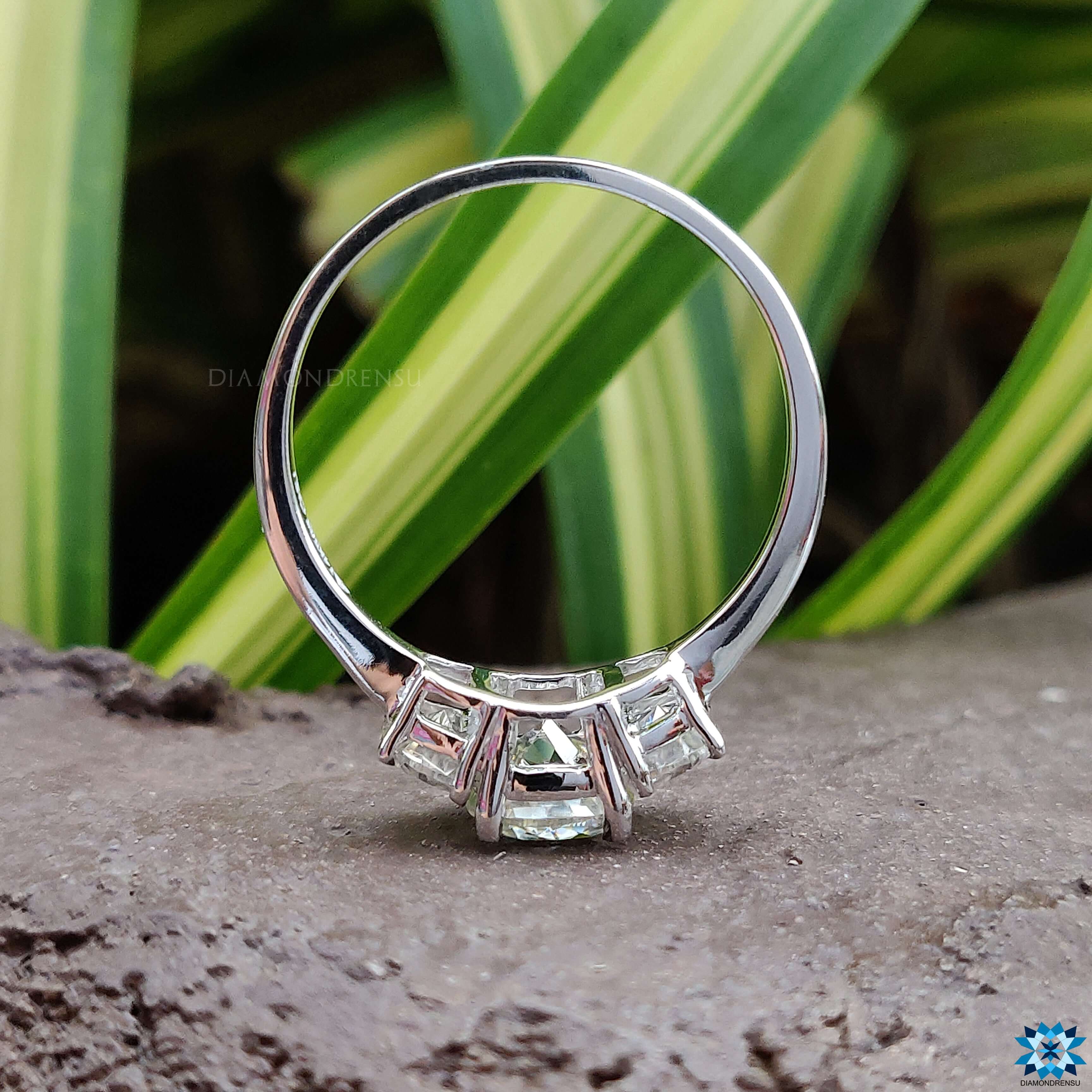 White gold ring featuring a cushion cut design with moissanite for engagement ring.