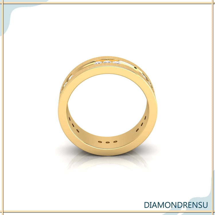 Yellow gold glossy polish mens wedding band ring.
