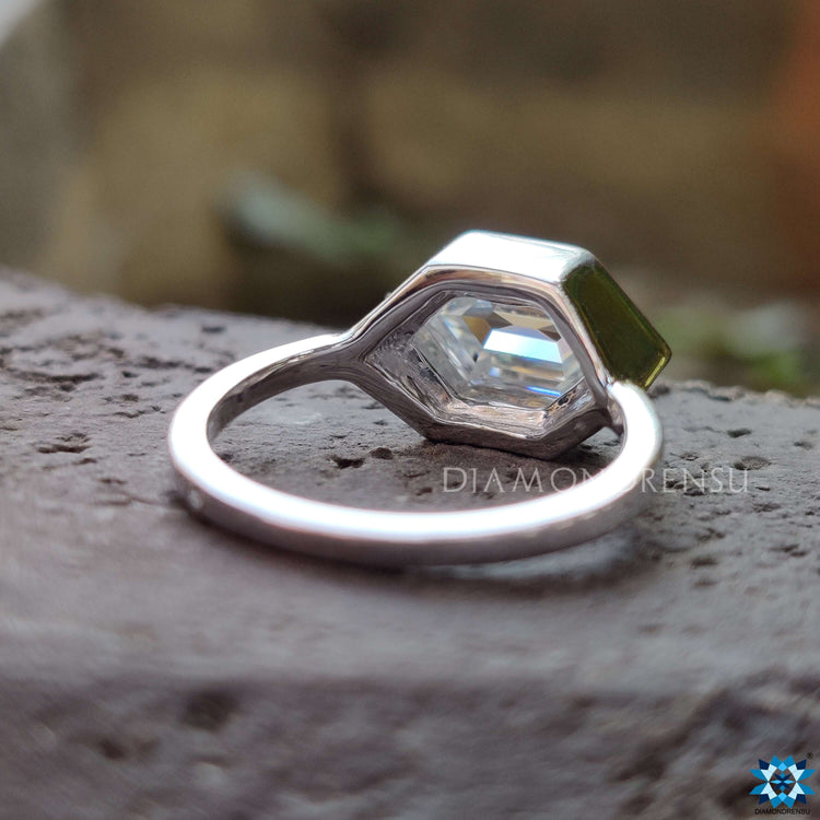 Milgrain Ring with Moissanite Solitaire Stone.
