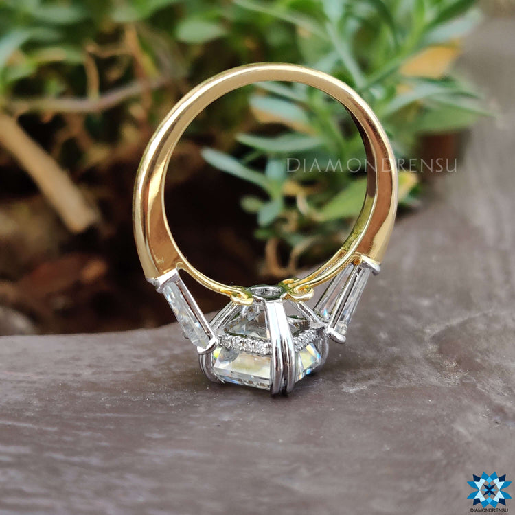 Buy Asscher cut moissanite engagement ring online.
