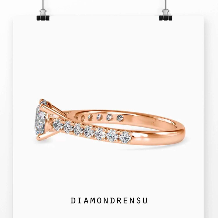 Round diamond ring in four prong mount and IGI certified stone.
