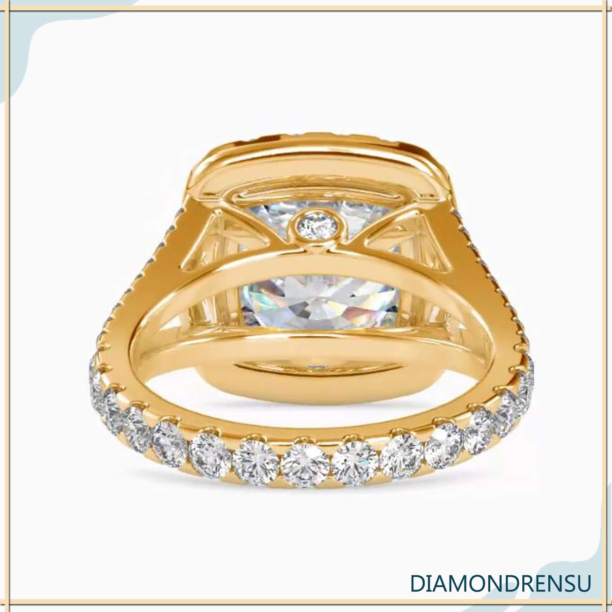 Halo Diamond Engagement Ring Featuring Cushion Cut Center.