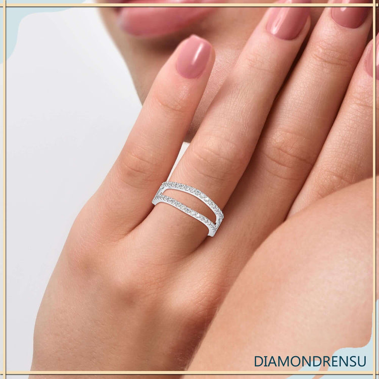 Buy wrap guard wedding band in white gold design.
