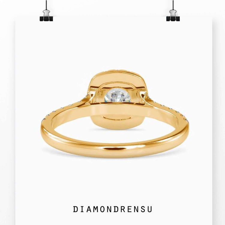 Customise engagement ring with pave halo setting.

