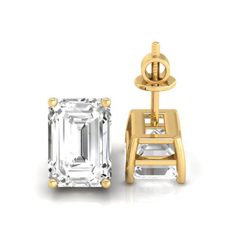 Classic emerald step cut diamond stud earrings by Diamondrensu UK.

