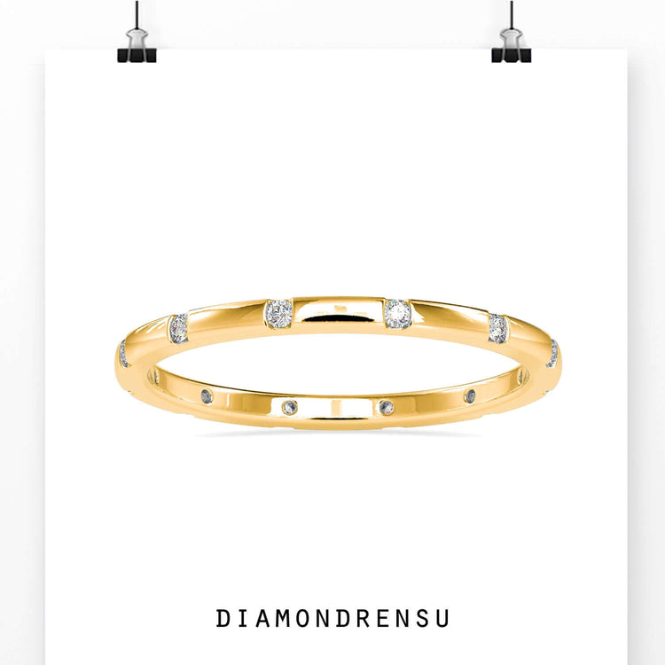 Buy wedding band with lab grown round cut diamonds.
