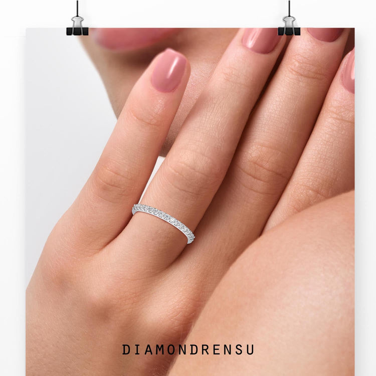 Half eternity band set with lab grown diamonds.
