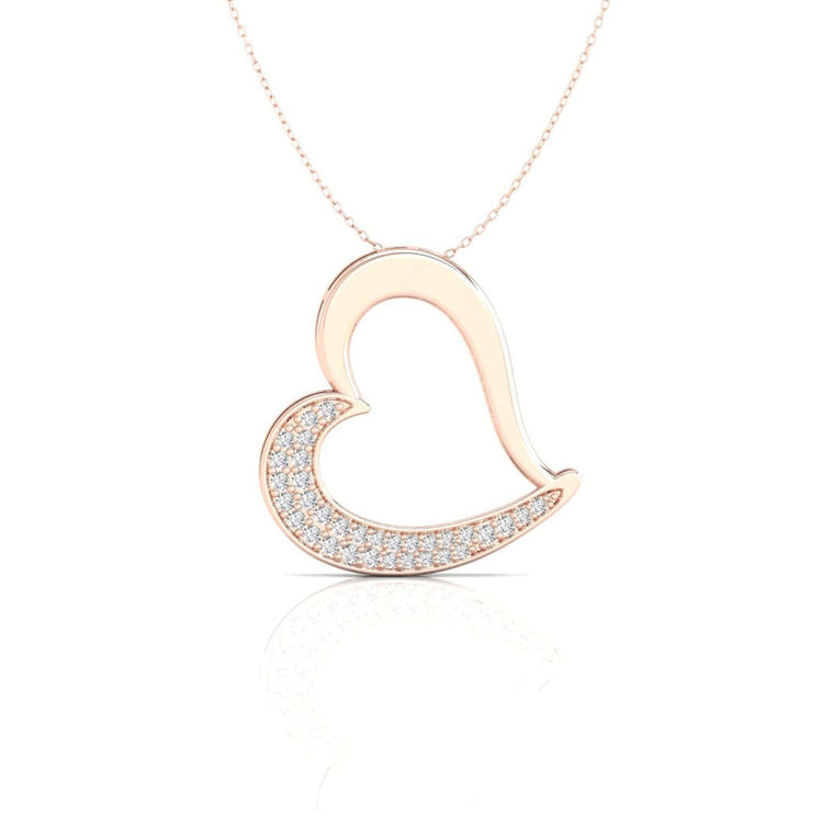 Diamondrensu UK pendant in heart shape with gold chain.
