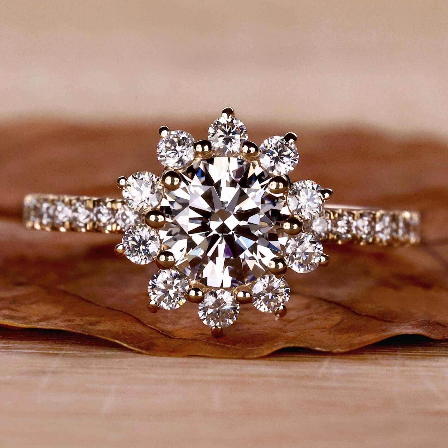 cluster halo engagement ring