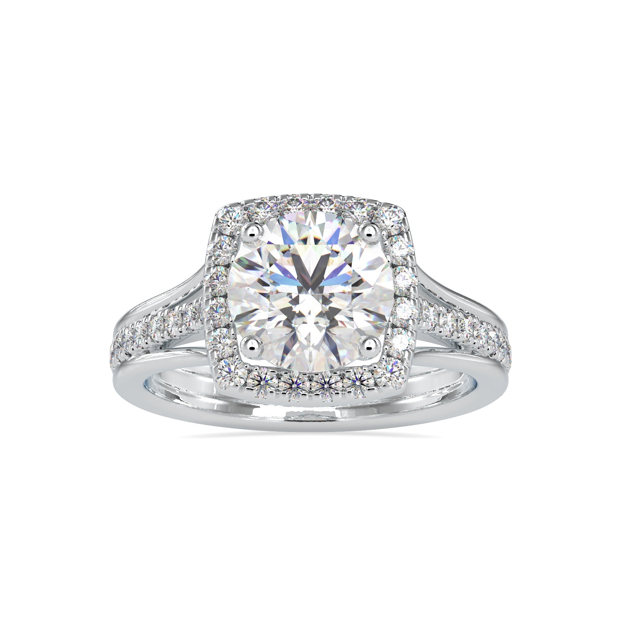 Round brilliant cut diamond ring in a 4 prong engagement setting.
