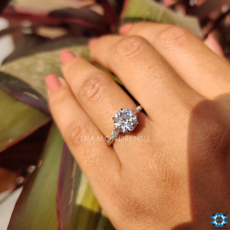 Old European Cut engagement ring set in a vintage gold engagement ring.
