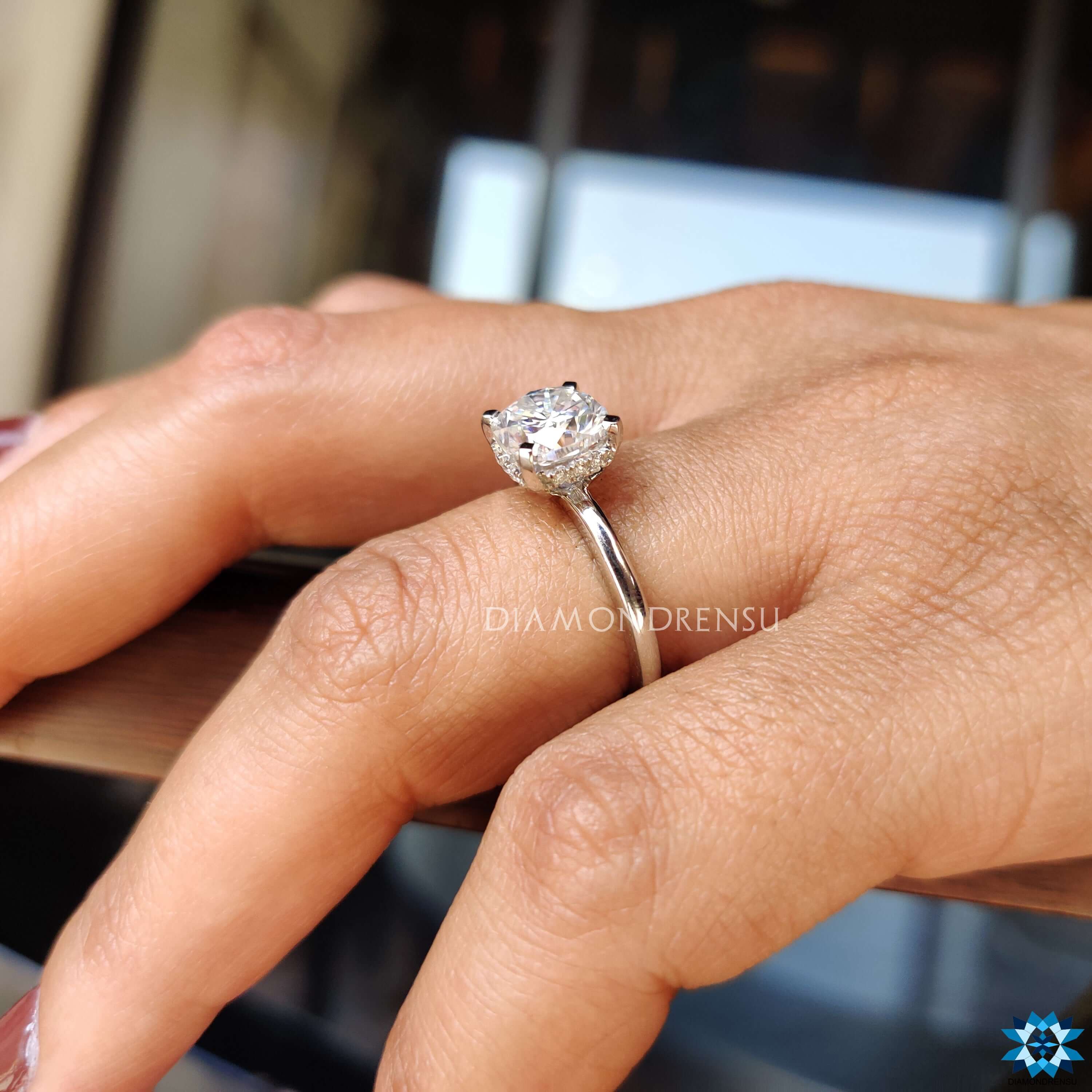 Beautiful cushion cut engagement ring halo setting that elevates the overall aesthetic of the ring.
