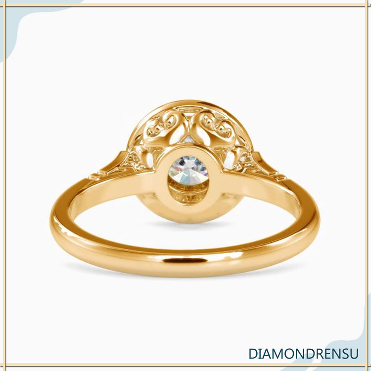 Custom engagement ring in rose gold with round centre.
