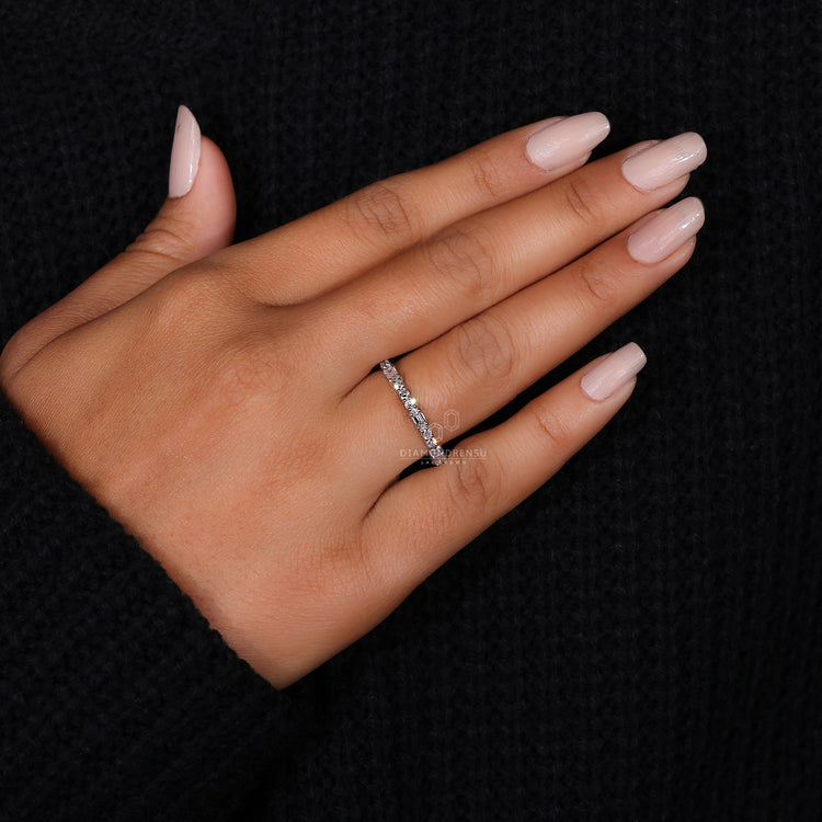 Diamondrensu UK white gold half eternity band.
