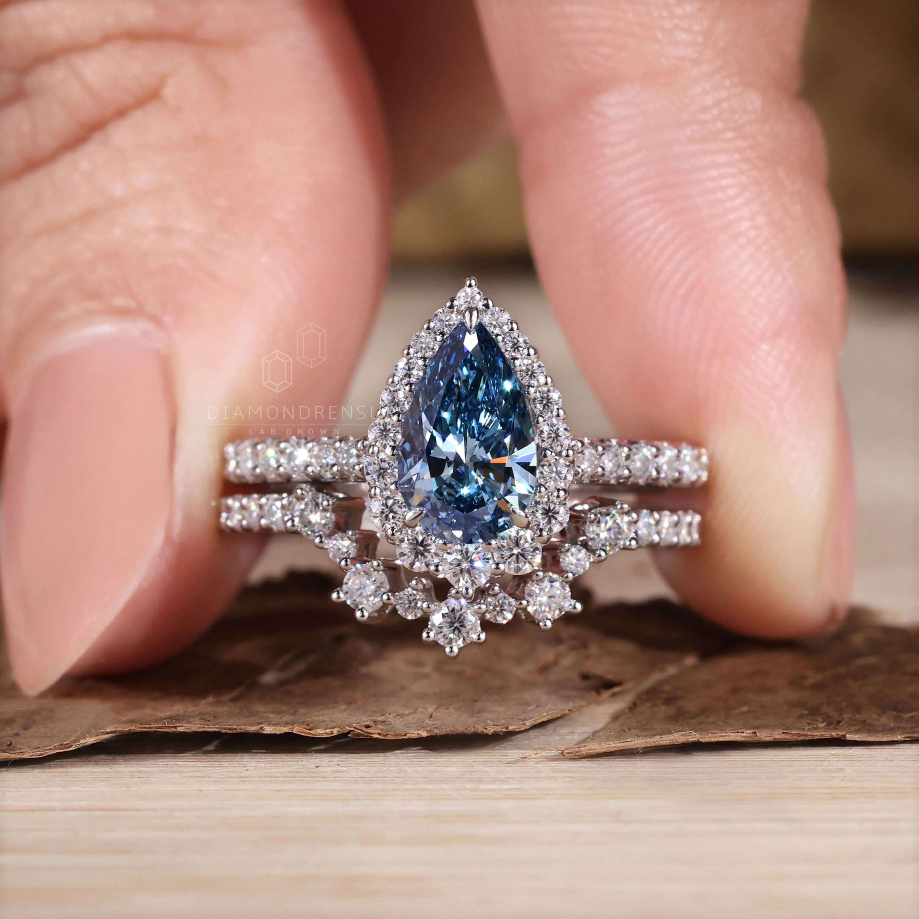 blue diamond engagement ring