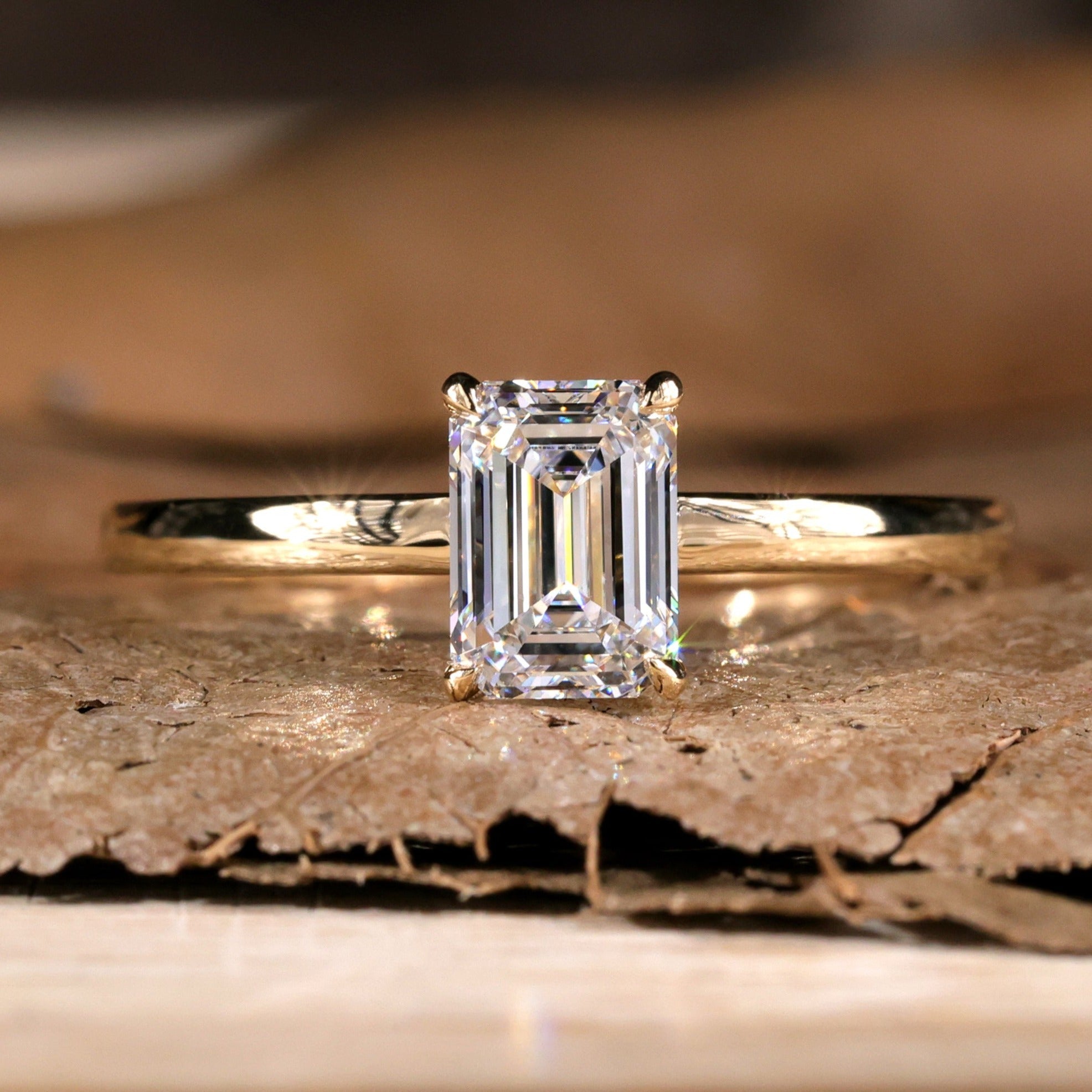 Sparkling emerald cut diamond ring for a classic look.