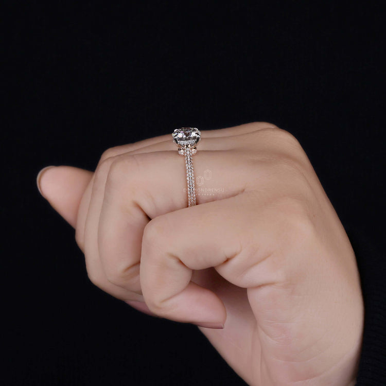 Claw prong setting engagement ring with secure and stylish detail.
