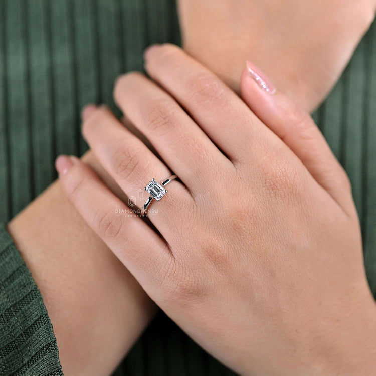 Stunning emerald cut engagement ring for timeless elegance.