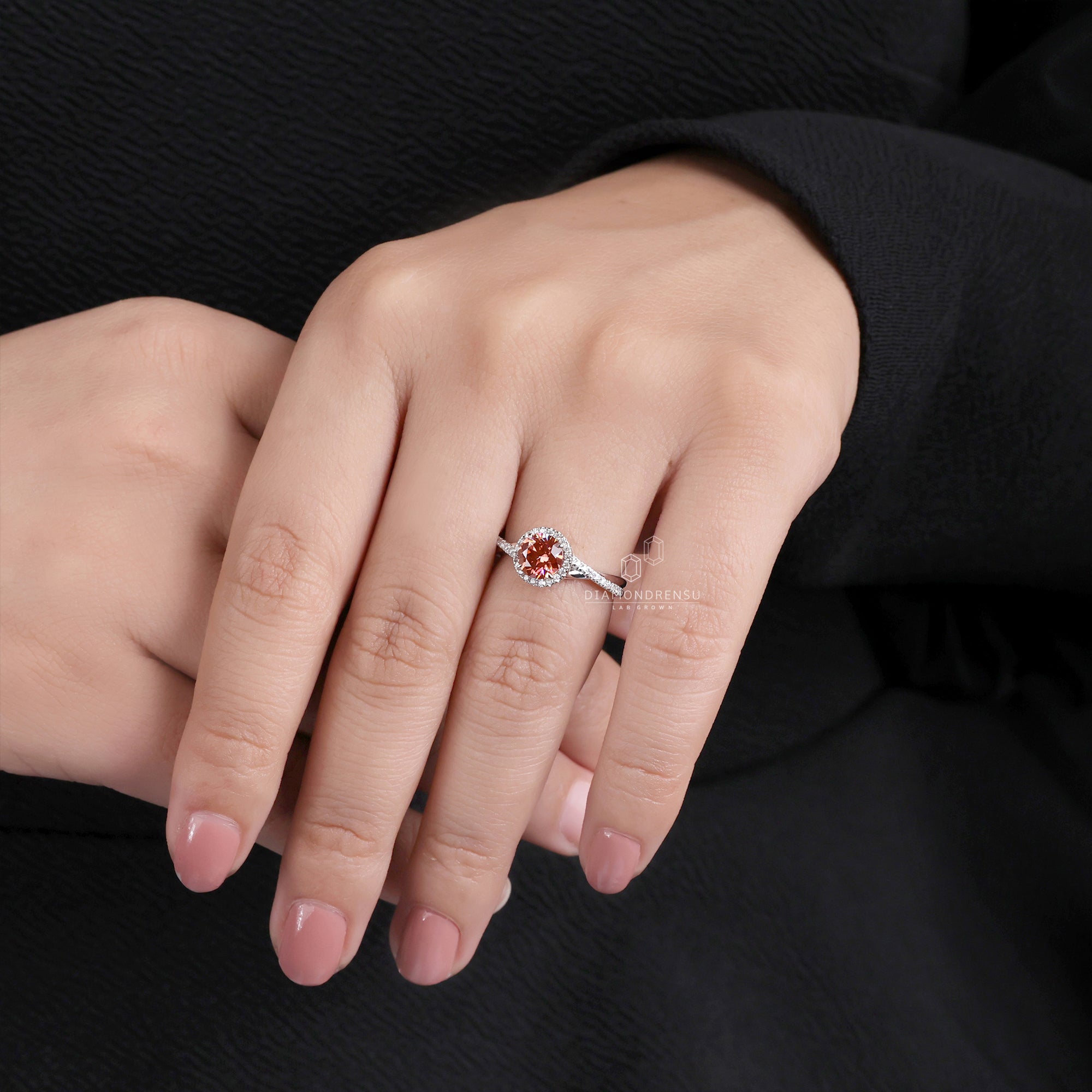 Round pink diamond ring crafted for timeless elegance and sparkle.