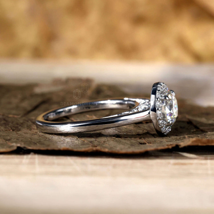 White gold engagement ring in a classic cathedral setting
