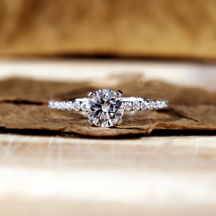 White gold pave diamond ring with exquisite craftsmanship.