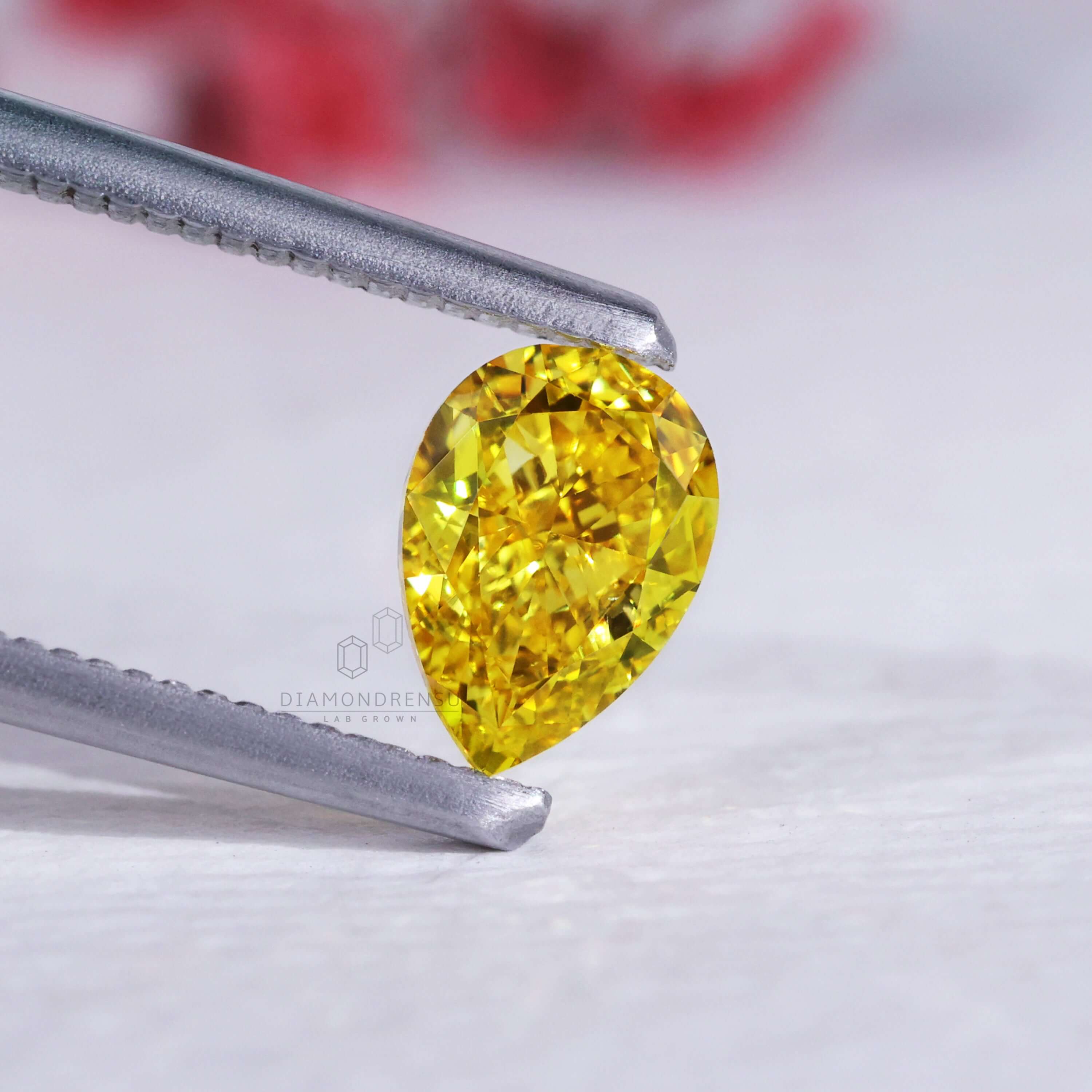 yellow pear cut diamond