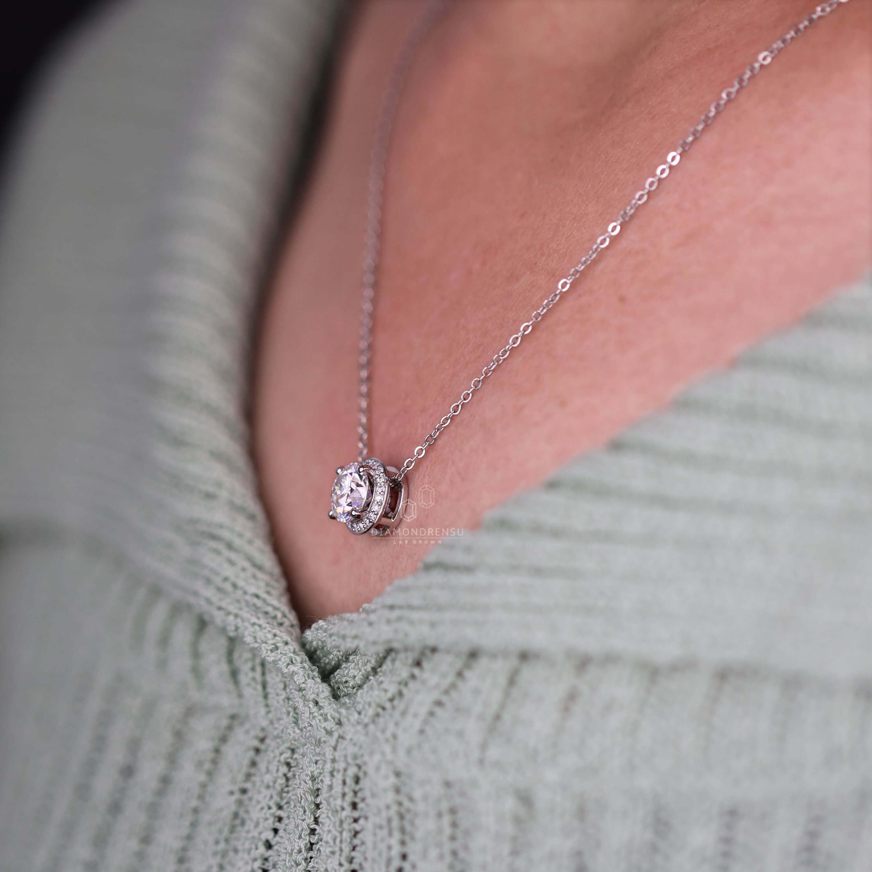 diamond halo pendant