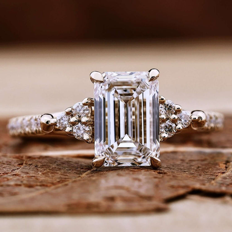 Elegant Emerald Cut Engagement Ring with a sparkling finish.