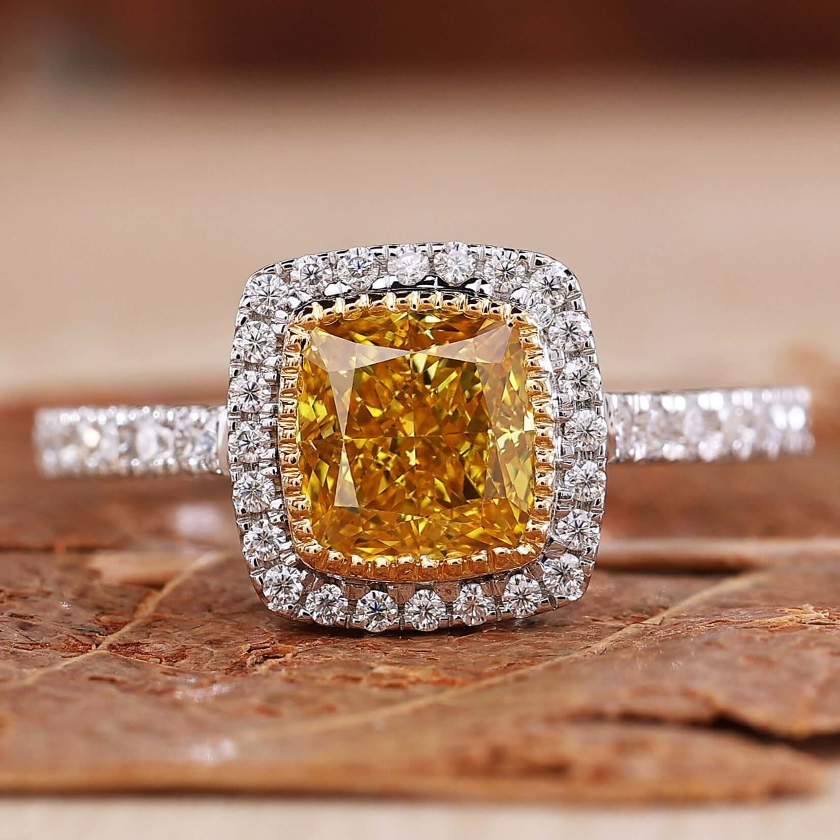 Stunning Yellow Diamond Engagement Ring with a modern design.