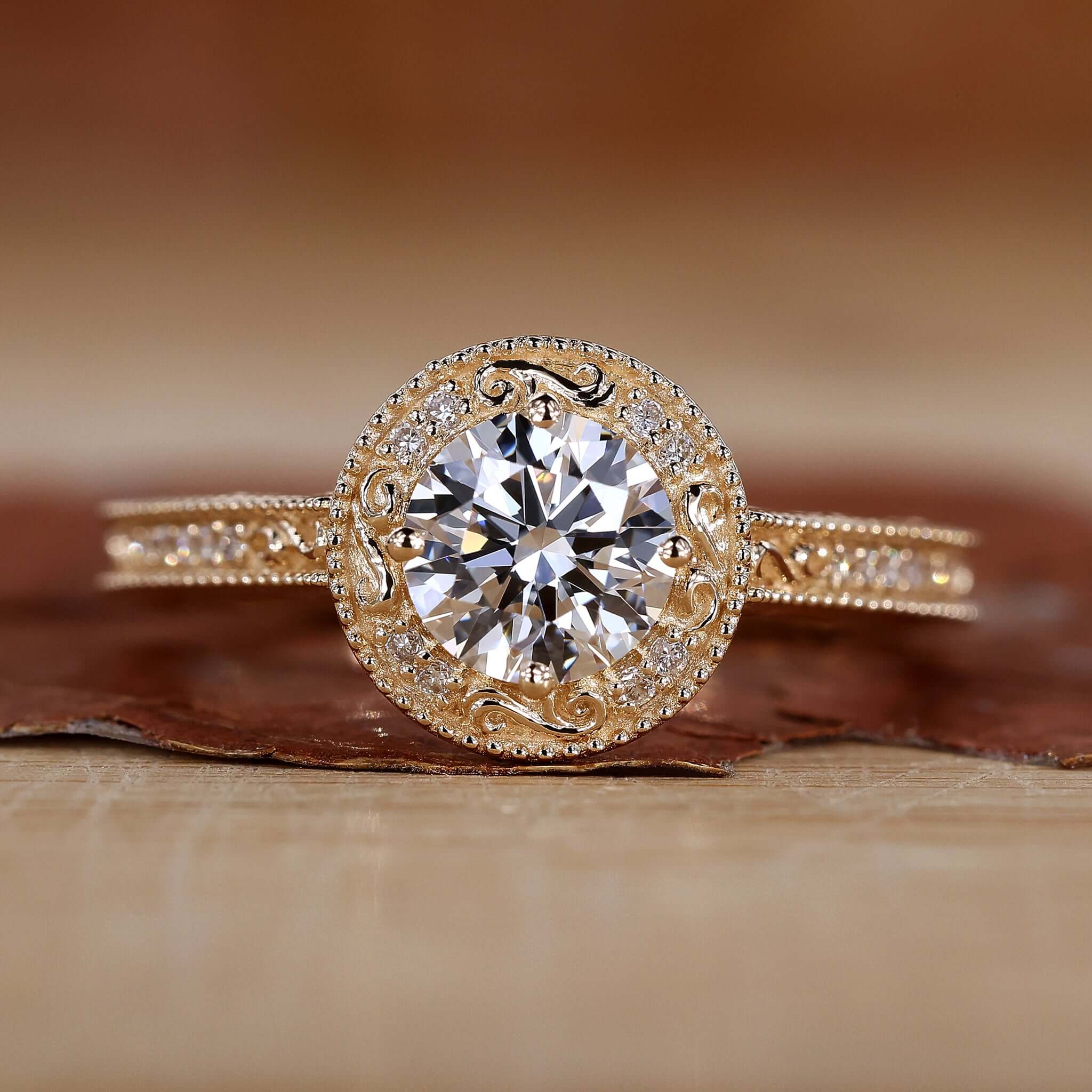 A stunning vintage Art Deco diamond ring featuring intricate milgrain detailing.