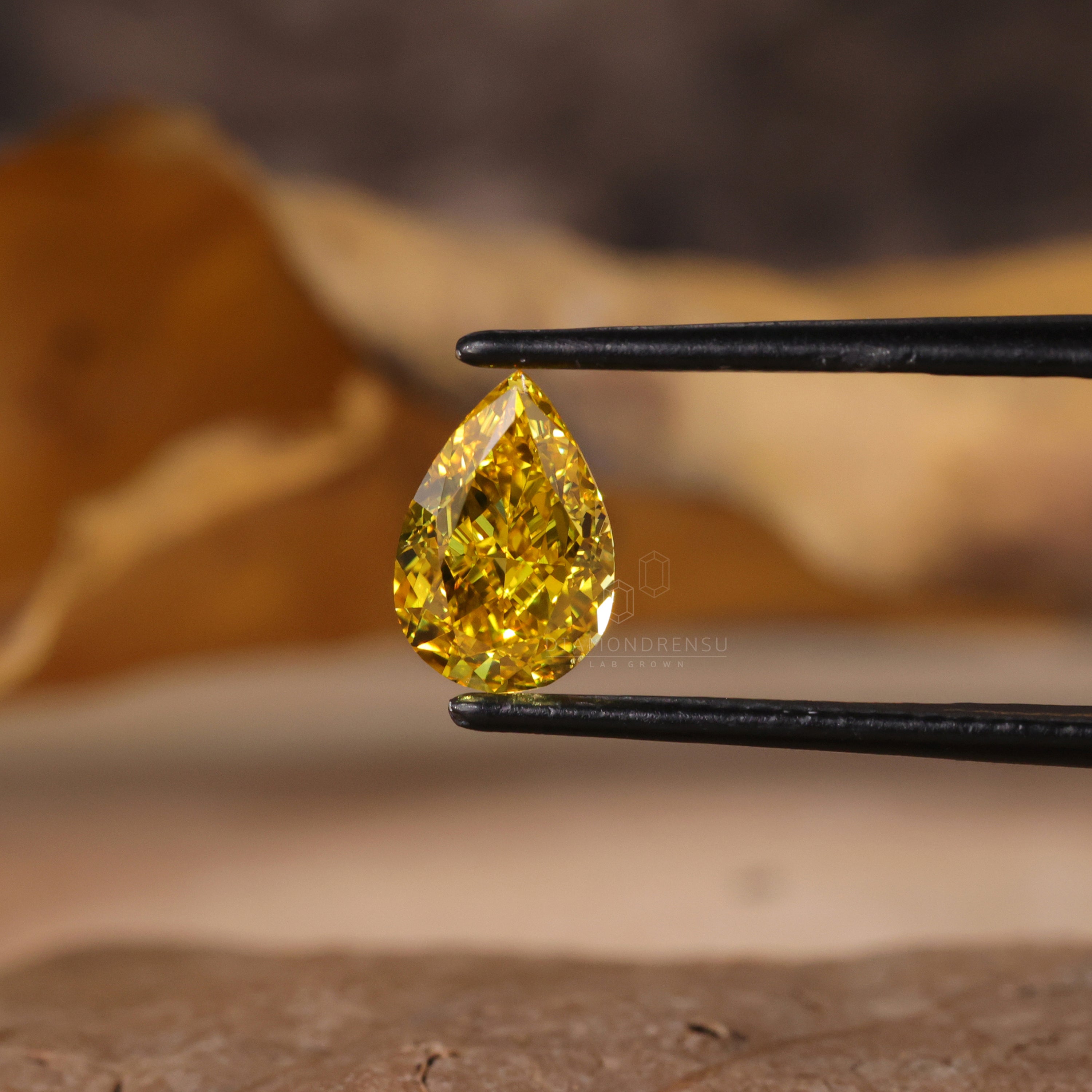 Pear Cut Yellow Lab Grown Diamond, 1.55 CT Pear Cut Loose Diamond for Engagement Ring or Wedding Ring