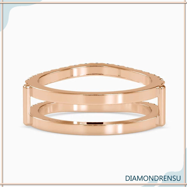 Custom enhancer wrap band with half eternity diamonds.
