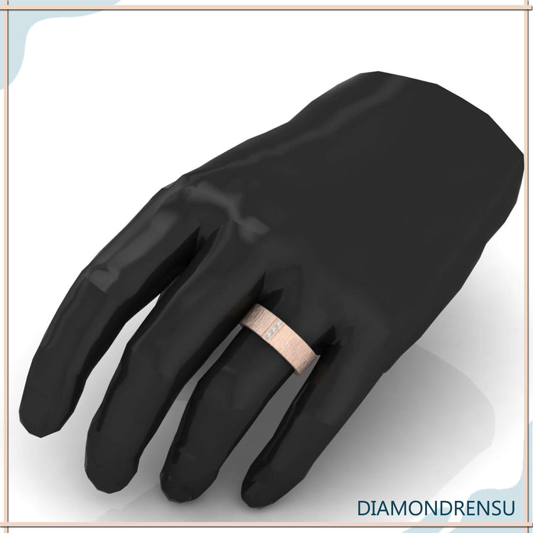 Men's baguette diamond wedding band in rose gold mens wedding ring style.
