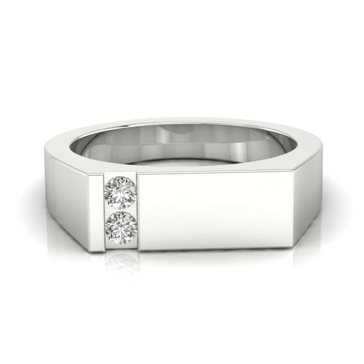 2 diamond mens wedding band in polished finish.
