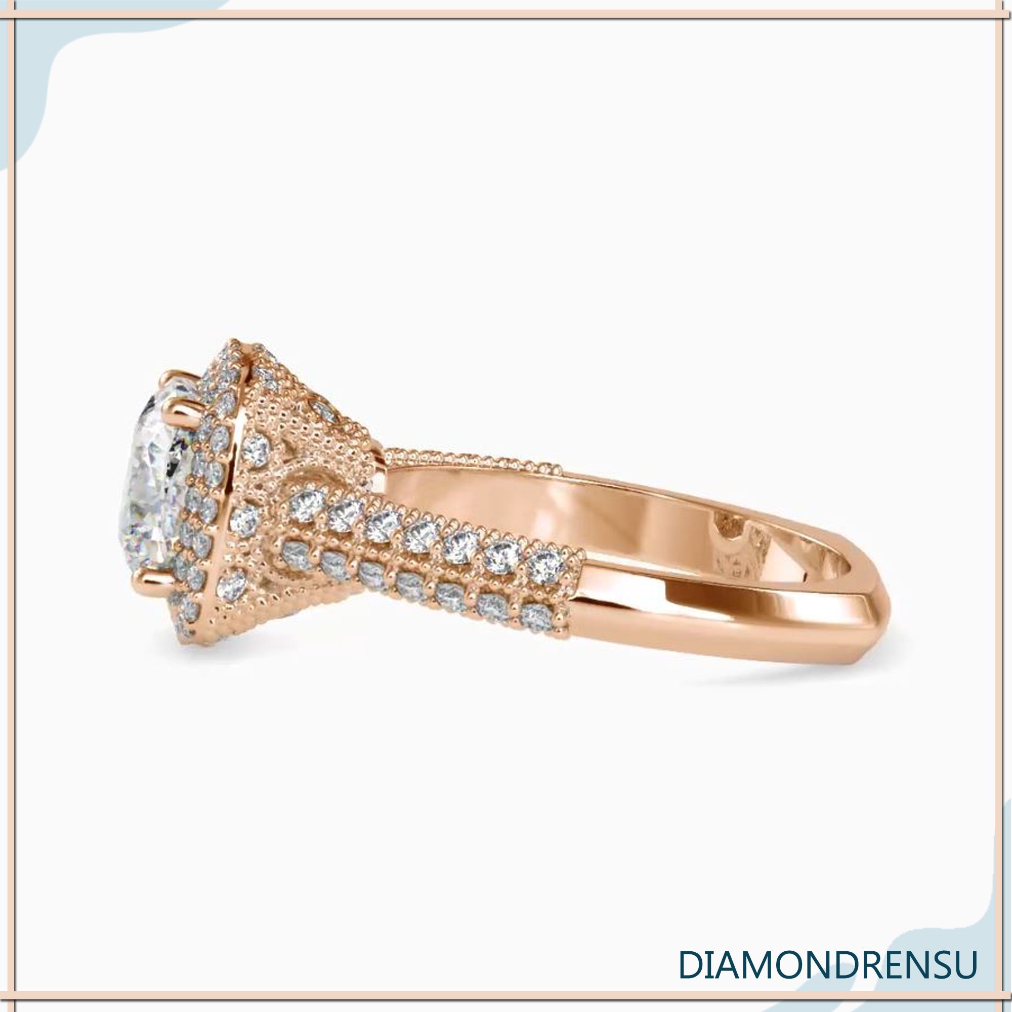 Beautiful knife edge ring with a double row pave setting for a modern look.