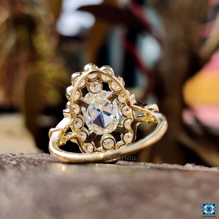 Round old European cut ring with prong setting.
