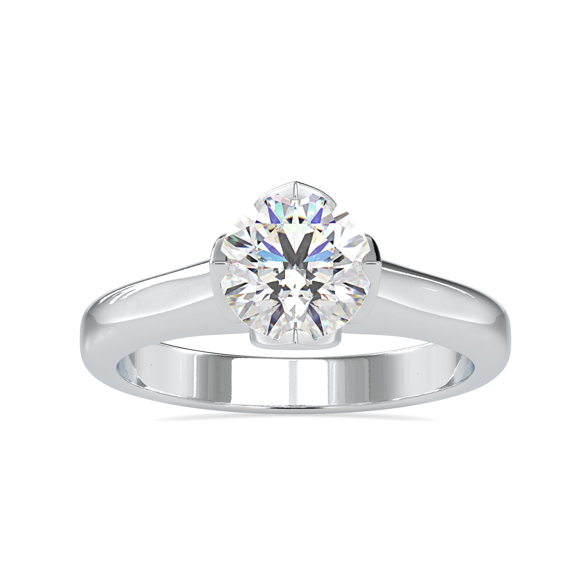 Elegant solitaire setting in a tulip ring for timeless beauty.
