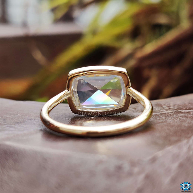 Rose cut cushion moissanite engagement ring.
