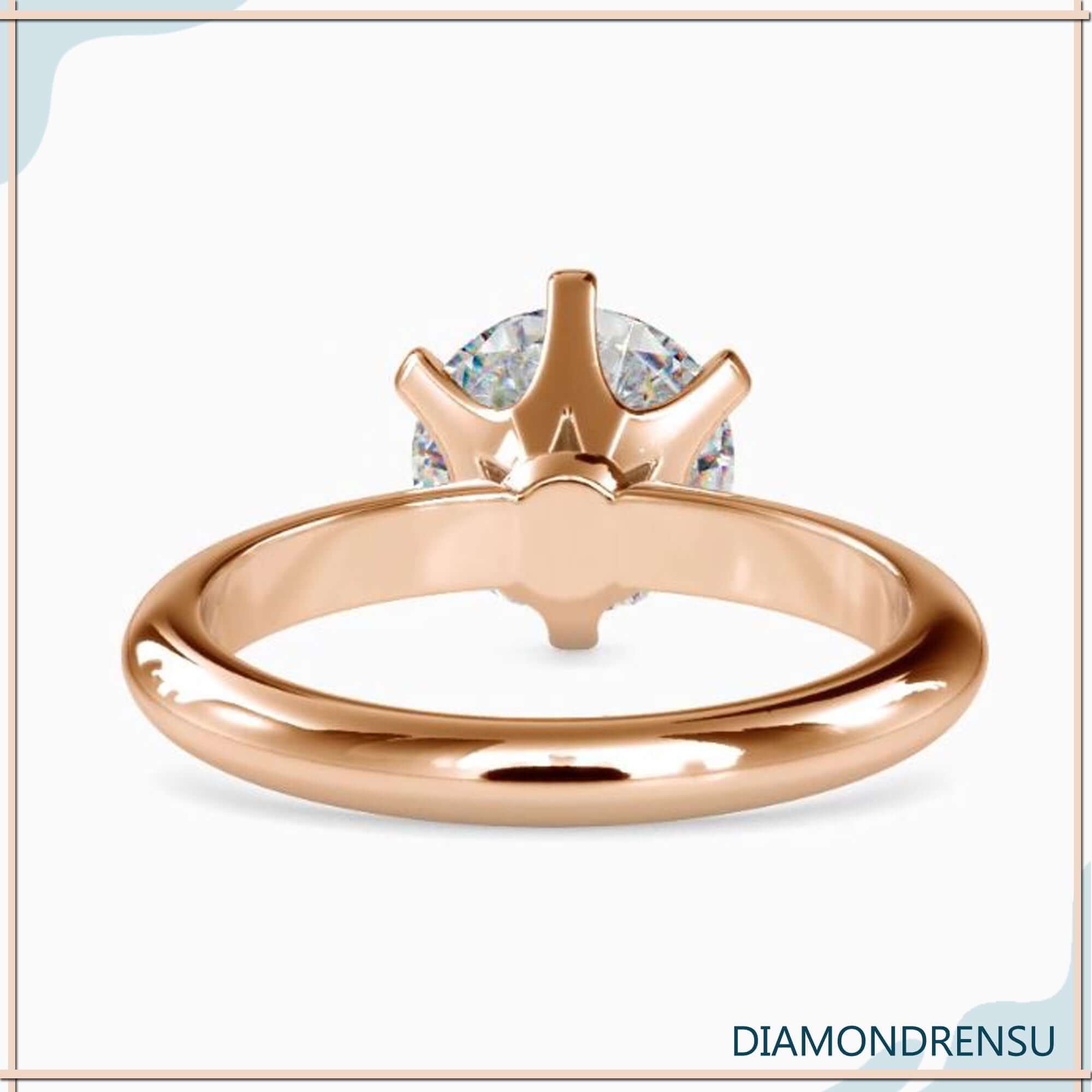 Six prong engagement ring designed for a secure and stylish stone setting.
