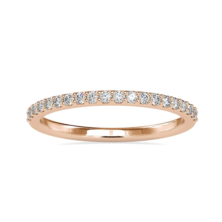 Half eternity lab diamond band in rose gold finish.
