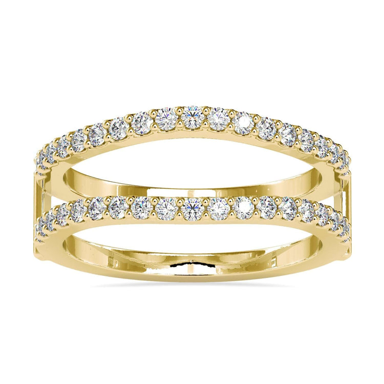 Enhancer wedding band with round cut lab grown diamonds.
