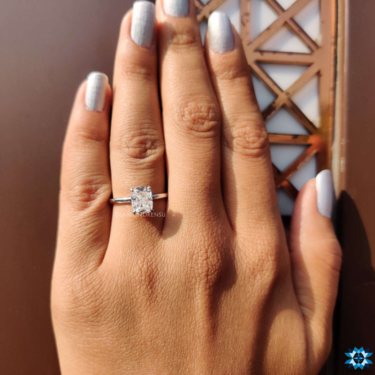 Handmade jewelry with hidden halo moissanite.
