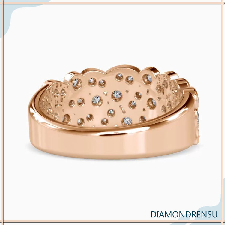 White gold band crafted with lab grown diamonds.
