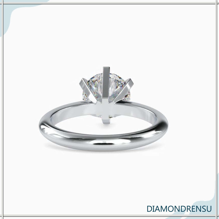 White gold solitaire ring with lab grown round diamond.
