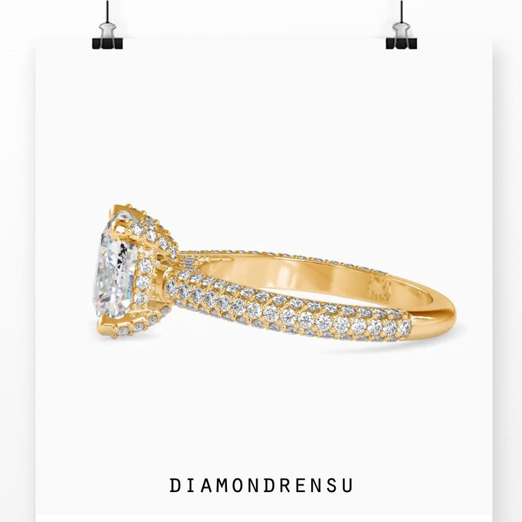 Buy engagement ring with cushion cut and prong setting.
