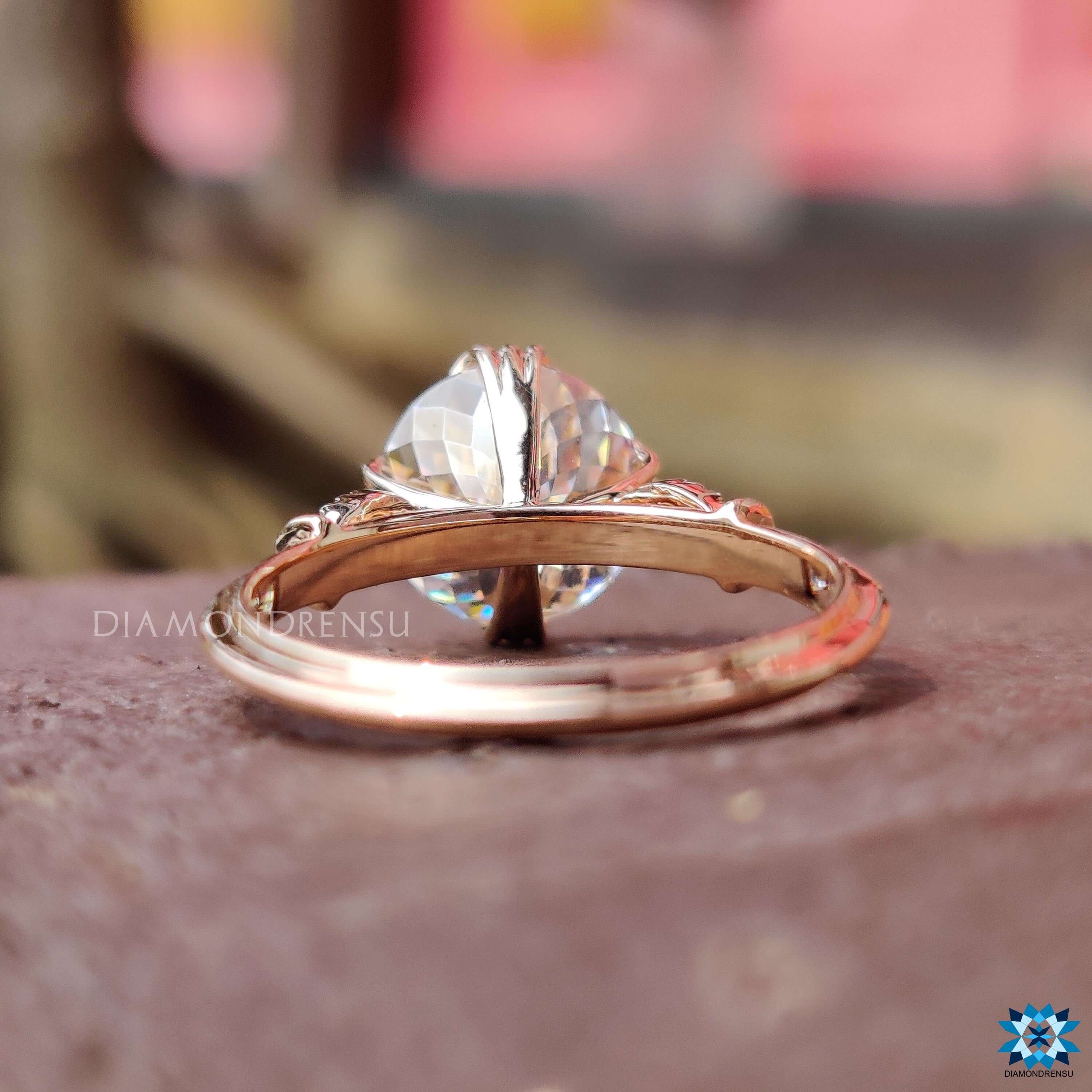 Handmade rose gold ring with Portuguese cut center.

