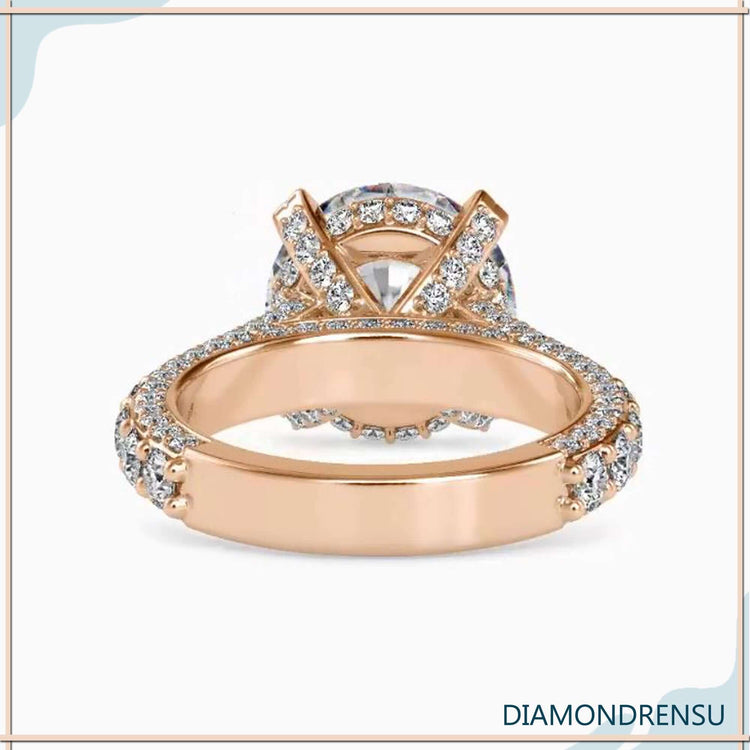 IGI certified ring with round cut and multi row pave.

